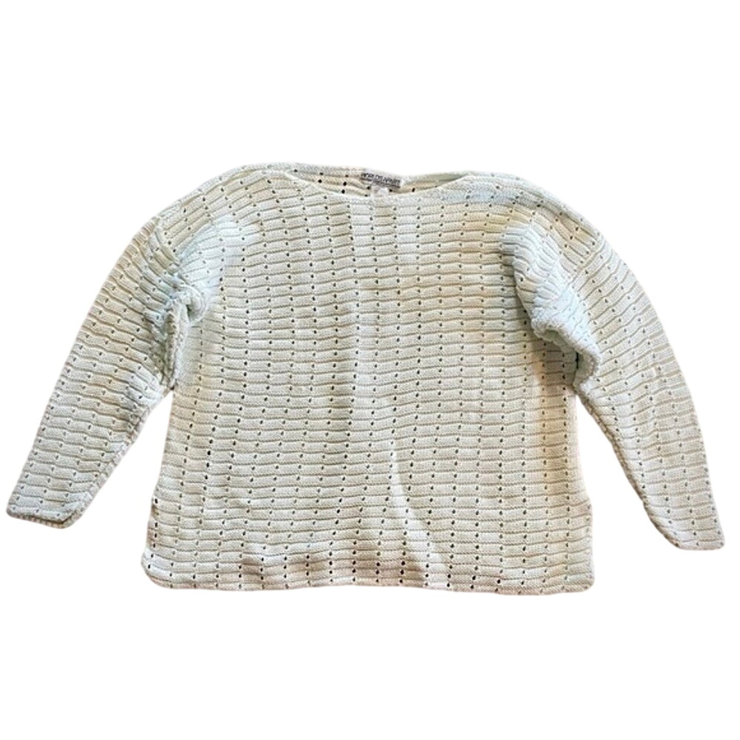 Worlds Apart White Minimalist Knit Sweater Womens Small