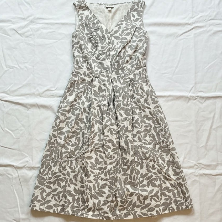 Isaac Mizrahi Target Gray Floral Pleated Midi Dress Womens 6 Small