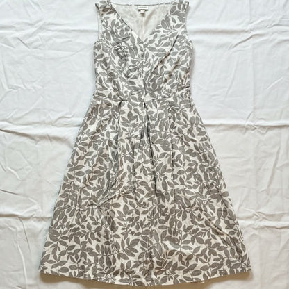 Isaac Mizrahi Target Gray Floral Pleated Midi Dress Womens 6 Small
