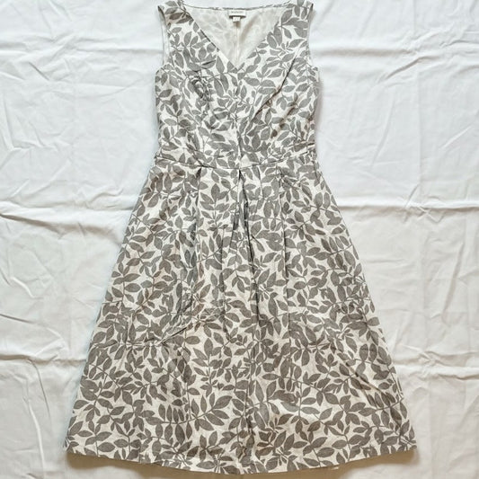 Isaac Mizrahi Target Gray Floral Pleated Midi Dress Womens 6 Small