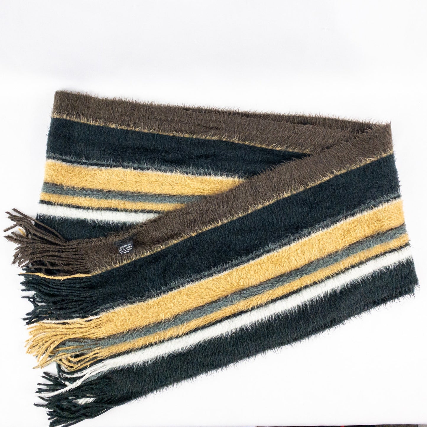 Cejon Brown Black White Striped Soft Scarf Unisex Men Women One Size