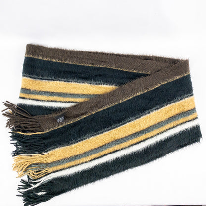Cejon Brown Black White Striped Soft Scarf Unisex Men Women One Size