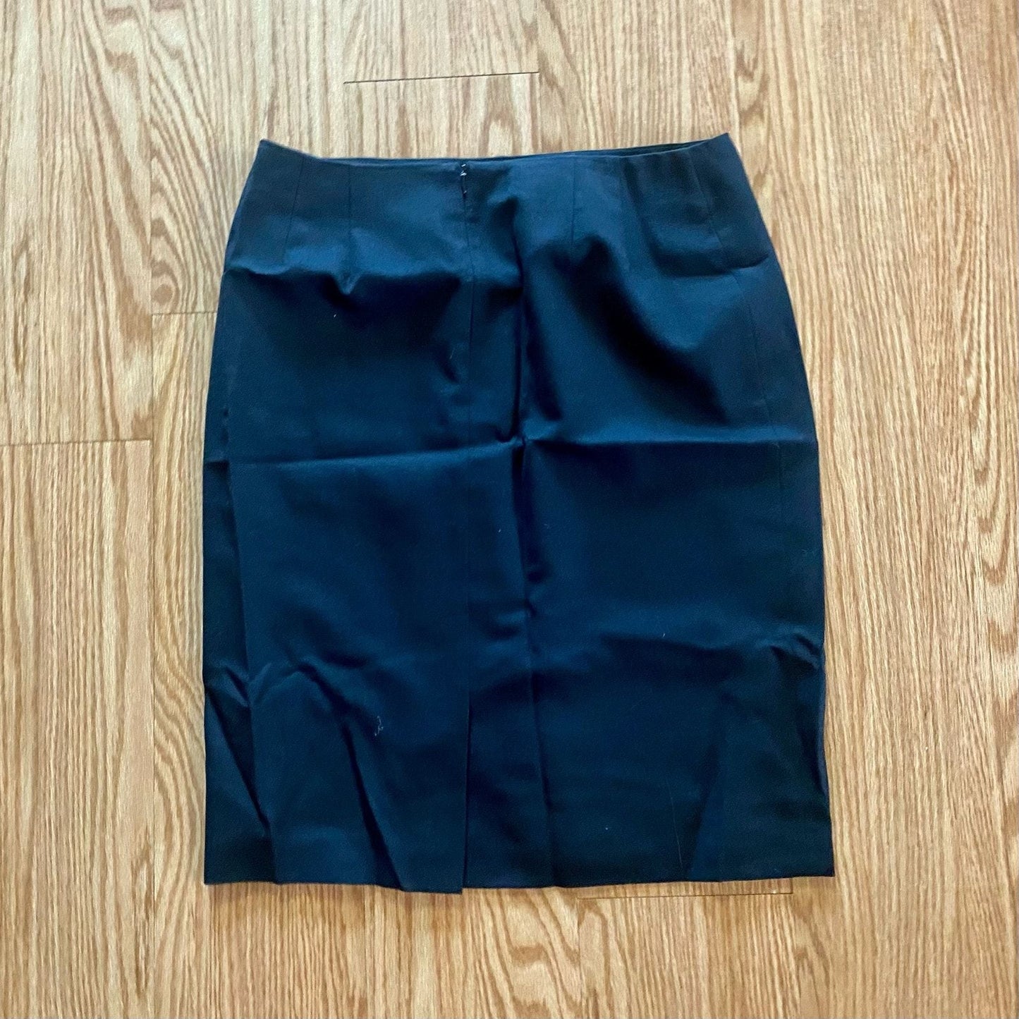 Pendleton vintage navy pencil skirt laid flat showing front and back views with tags and seams details image 5