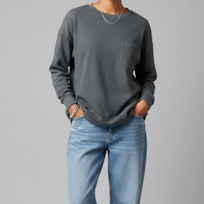 Wild Fable Gray Grunge Long Sleeve T Shirt Top Womens Medium