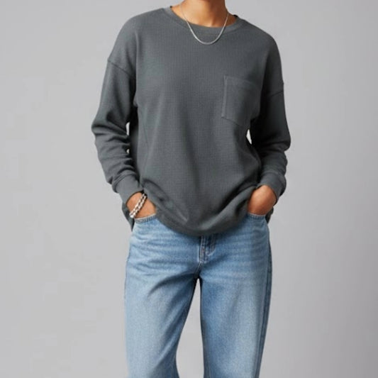 Wild Fable Gray Grunge Long Sleeve T Shirt Top Womens Medium