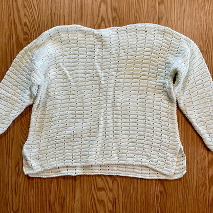 Worlds Apart White Minimalist Knit Sweater Womens Small