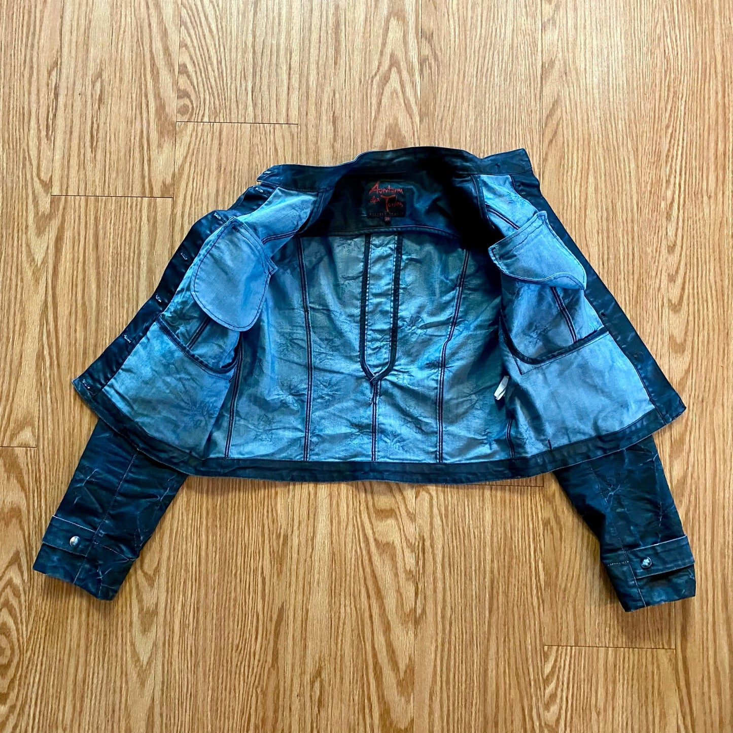 Aventures des Toiles Distressed Blue Denim Jacket Womens 38 Medium