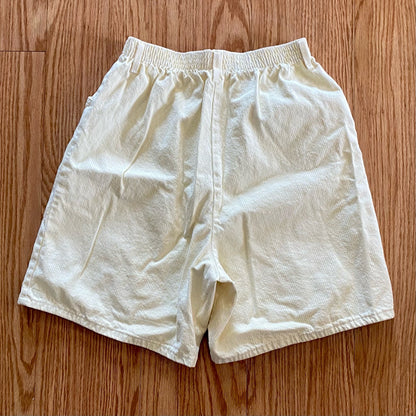 Chic Vintage 90s Yellow White Striped Long Baggy Shorts Womens 12
