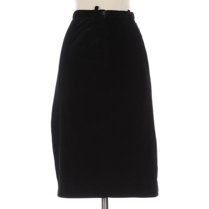 Vintage 1970s Black Velvet Straight Midi Skirt Womens XXSmall