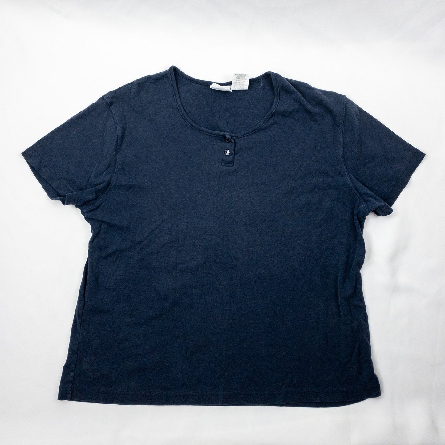 Bobbie Brooks Vintage Navy Blue Button Tee Shirt Womens XLarge