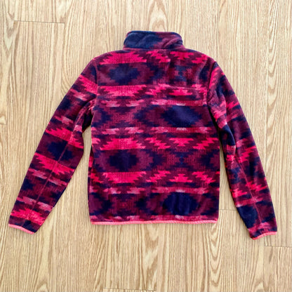 Aeropostale Pink Tribal Fleece Quarter Zip Sweater Top Womens Medium
