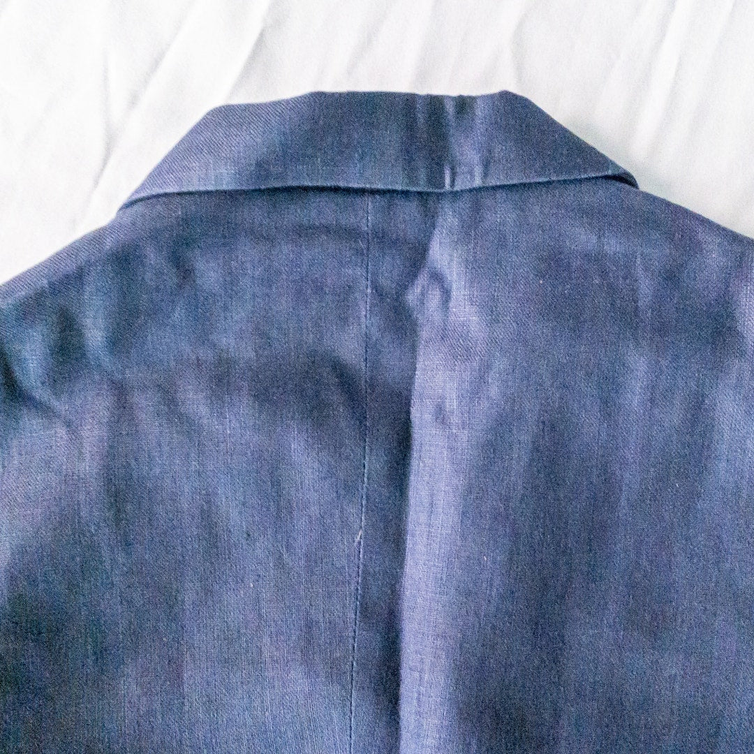 Ralph Lauren Black Label Vintage Blue Linen Blazer Jacket Womens 4-6 Small