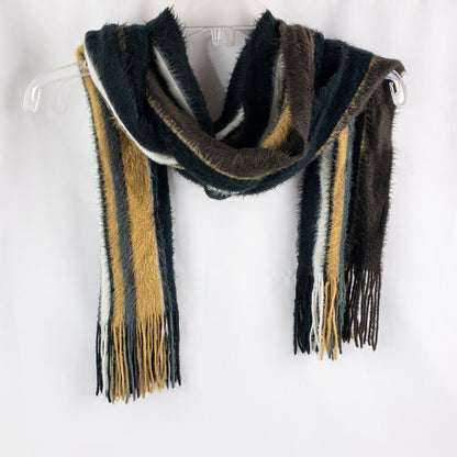 Cejon Brown Black White Striped Soft Scarf Unisex Men Women One Size