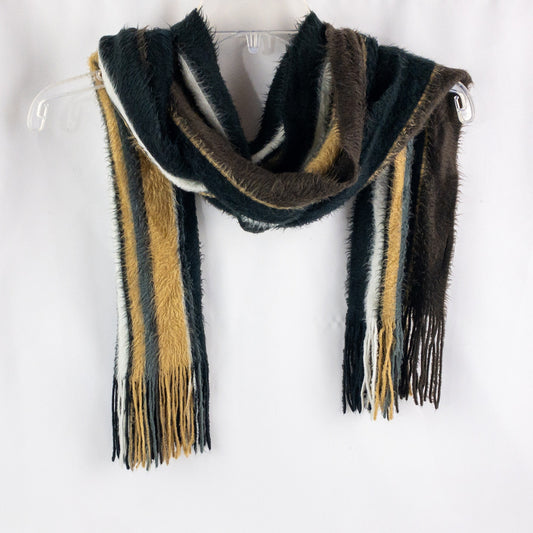 Cejon Brown Black White Striped Soft Scarf Unisex Men Women One Size