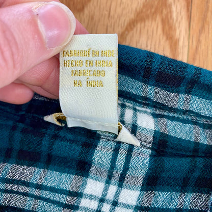 Forever 21 Teal Green Plaid Button-up Shirt Womens Large