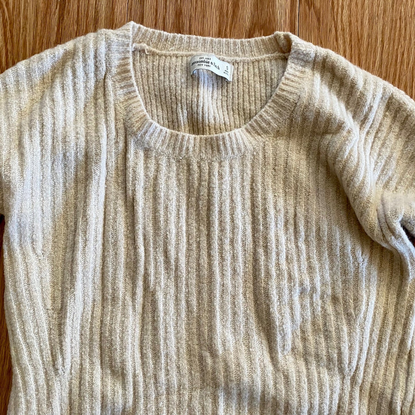 Abercrombie & Fitch Wool Tan Scoop Neck Sweater Top Womens Small