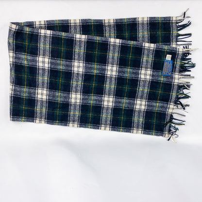 Pendleton Vintage Green Blue Yellow White Plaid Scarf Unisex Men Women One Size