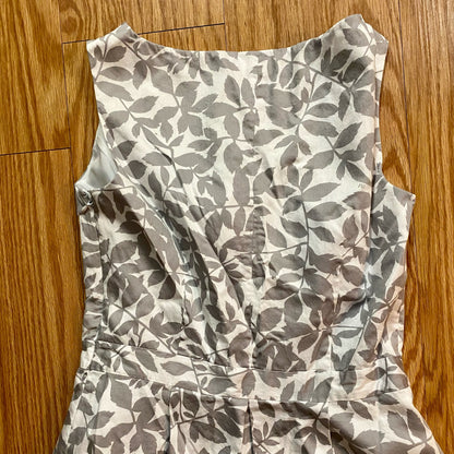 Isaac Mizrahi Target Gray Floral Pleated Midi Dress Womens 6 Small