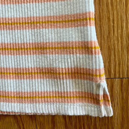 Old Navy Slim Orange Pink Striped Ribbed T-Shirt Womens Small