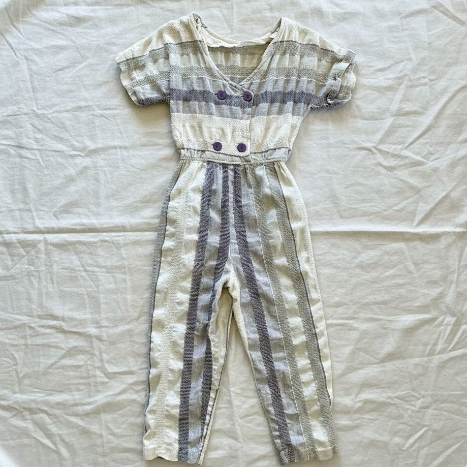 All That Jazz Vintage Reversible Striped Cropped Jumpsuit Womens 0-2