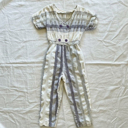 All That Jazz Vintage Reversible Striped Cropped Jumpsuit Womens 0-2