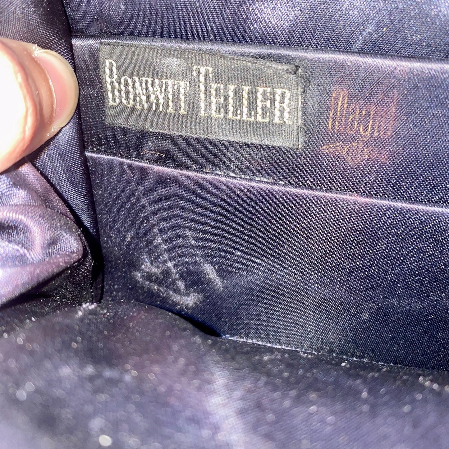 Bonwit Teller Magid Vintage Black Satin Evening Purse & Coin Bag