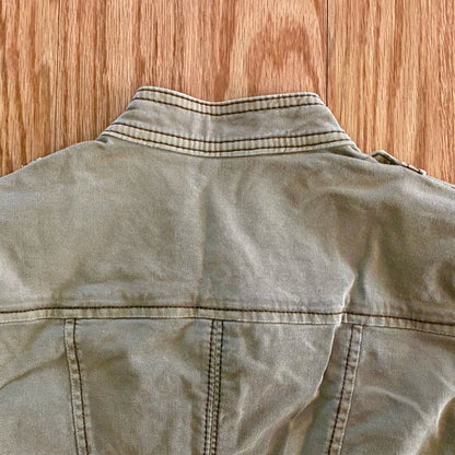 White House Black Market Olive Green Cotton Military Jacket Womens 0