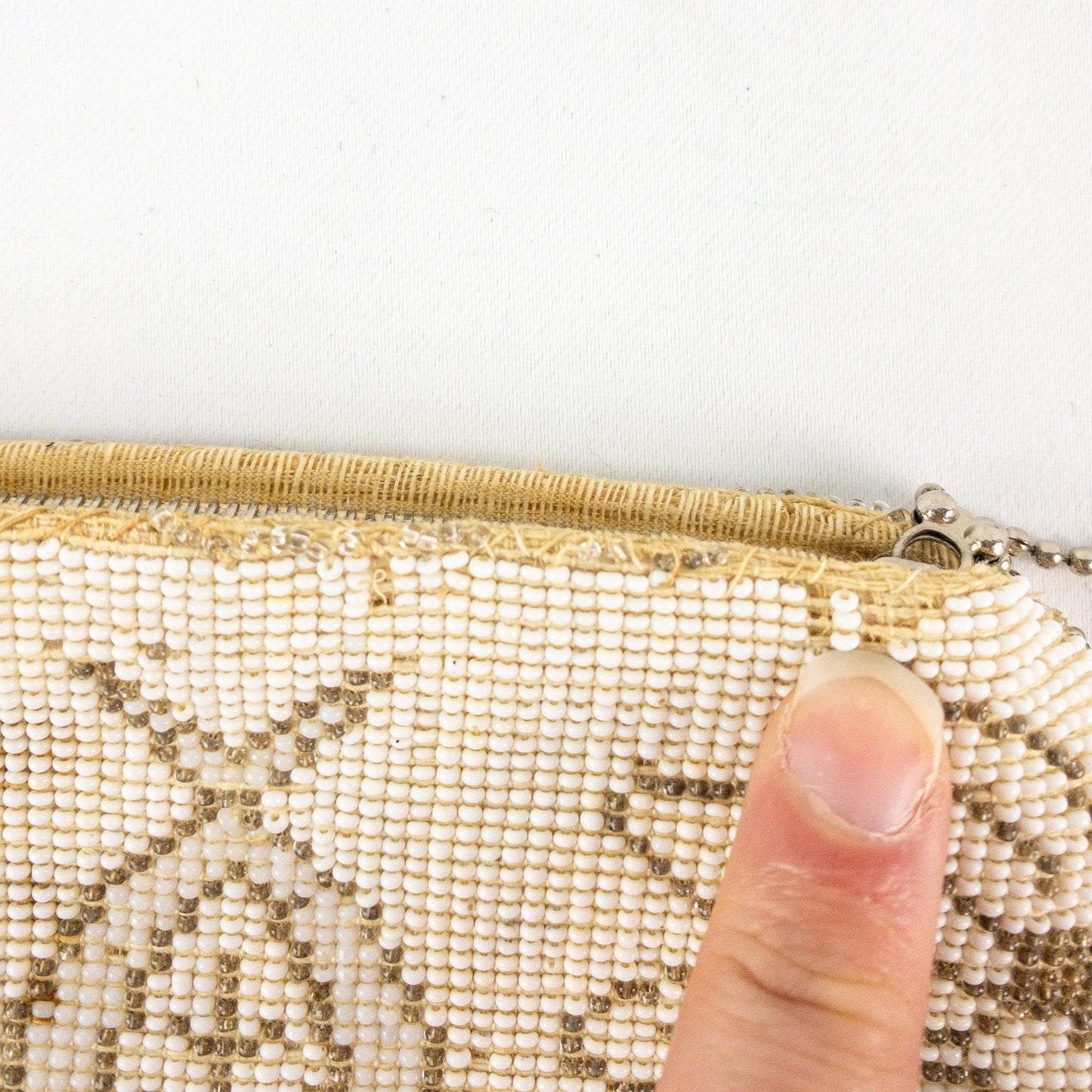 Vintage Handmade White Czechoslovakian Art Deco Beaded Clutch Women One Size