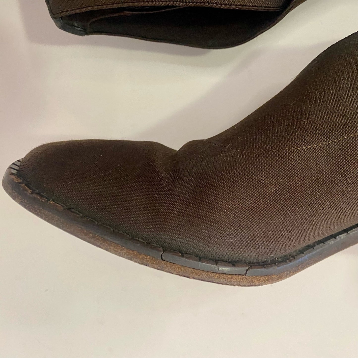 Larry Stuart Vintage Brown Knit Heel Ankle Booties Boots Womens 8