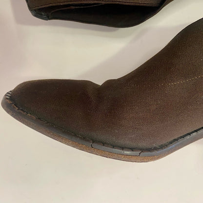 Larry Stuart Vintage Brown Knit Heel Ankle Booties Boots Womens 8