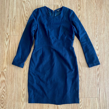 Tocca Navy Blue Wool Long Sleeve Sheath Dress Womens 10