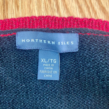 Northern Isles Embroidered Holiday Wool Ramie Sweater Vest Womens XLarge