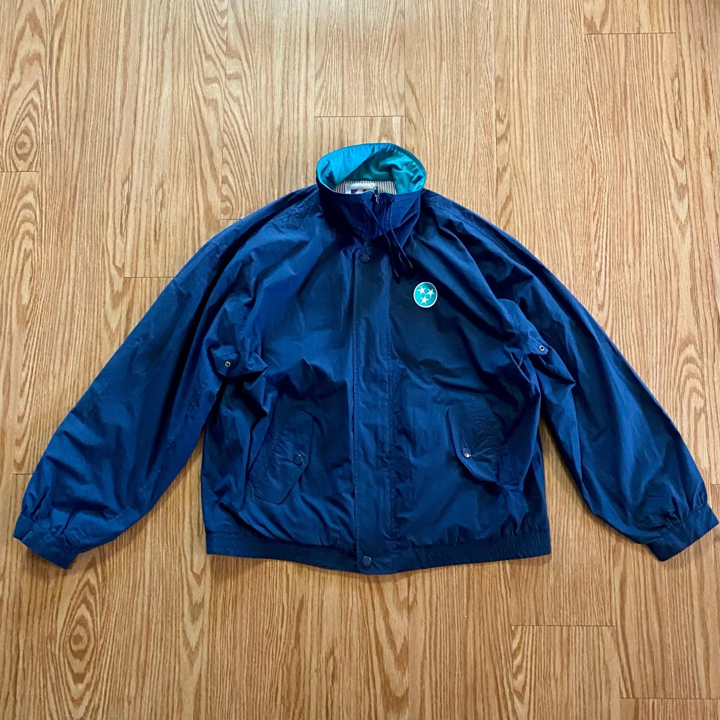 Castaways Vintage Blue Nautical Stripe Windbreaker Jacket Unisex Mens XLarge