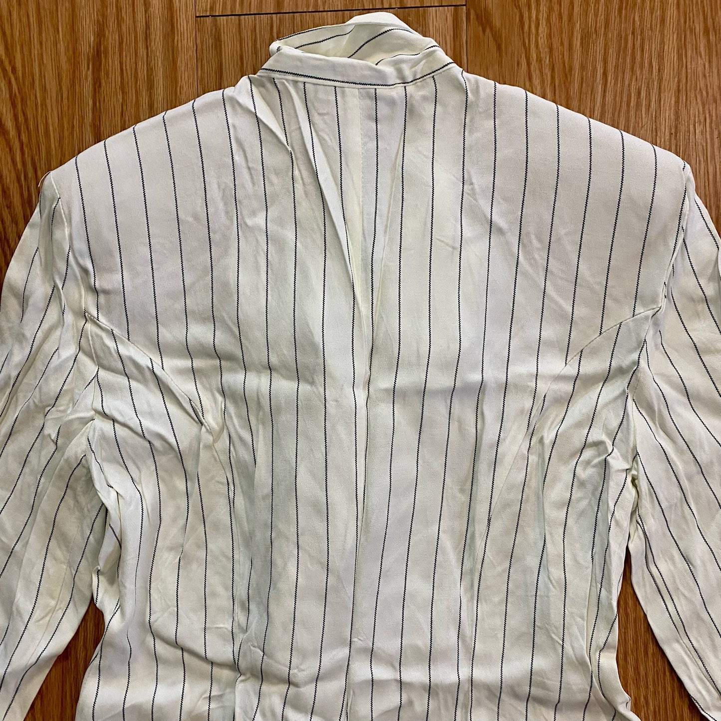 Francine Browner Vintage White Stripe Long Oversized Blazer Womens 6