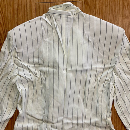 Francine Browner Vintage White Stripe Long Oversized Blazer Womens 6