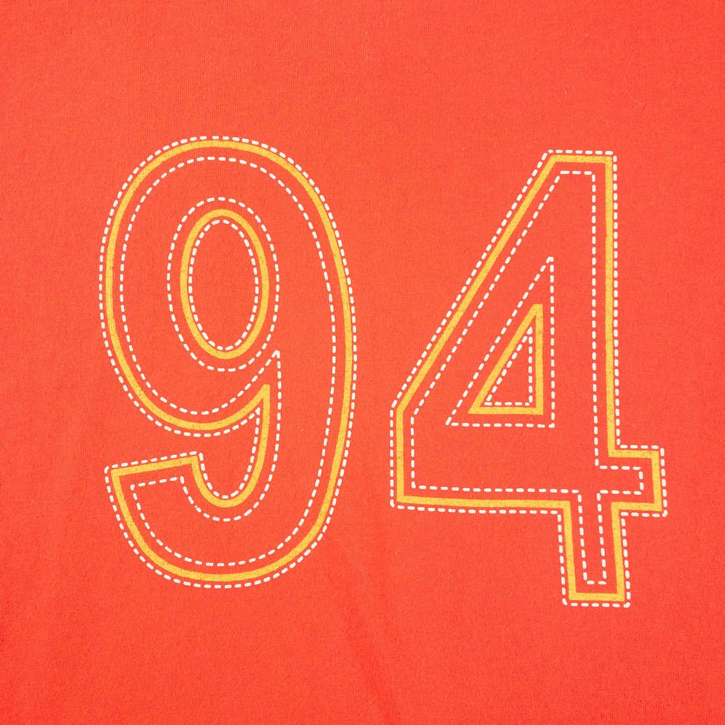 Voi Jeans Red Yellow Raw Hem Soccer Football Tee Shirt Mens Large