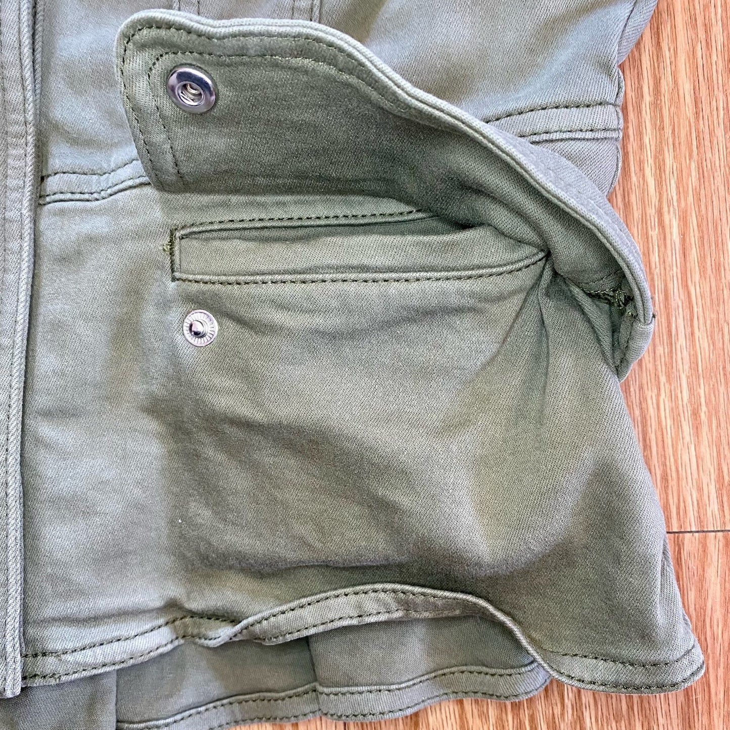 White House Black Market Olive Green Cotton Moto Jacket Womens 0