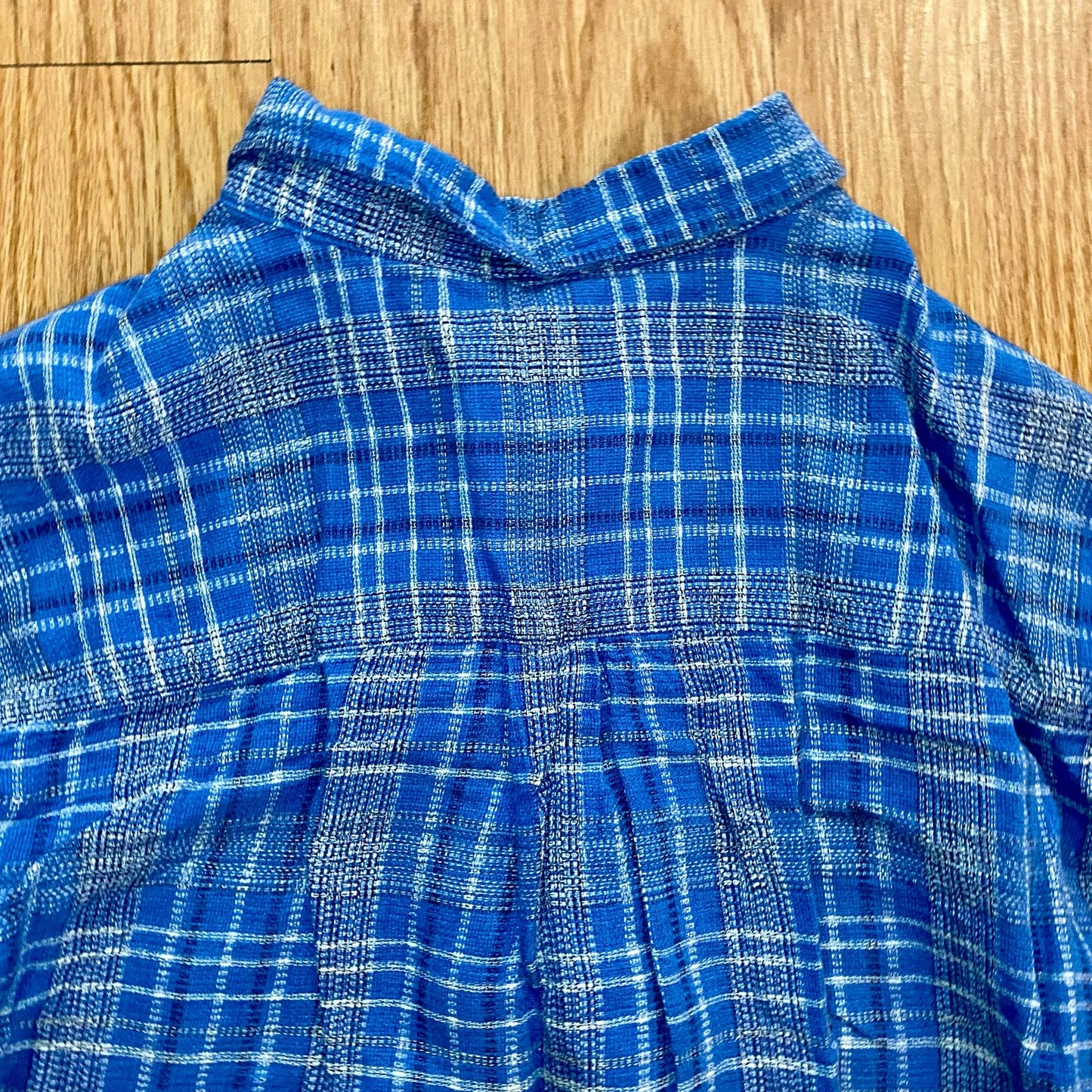 Arnold Palmer Sportswear Vintage Blue Plaid Linen Golf Shirt Mens XLarge