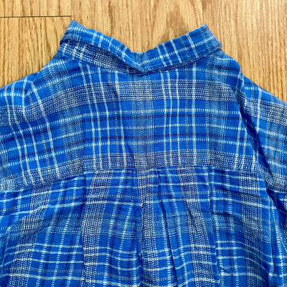 Arnold Palmer Sportswear Vintage Blue Plaid Linen Golf Shirt Mens XLarge