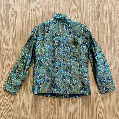 Brownstone Studio Vintage Gold Teal Paisley Jacket Womens Small