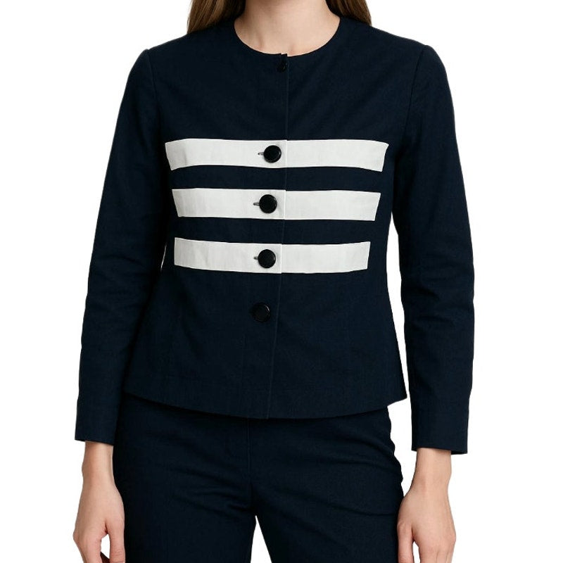 Lori Snyder Dani Max Vintage Black Striped Blazer Jacket Womens Medium / Large