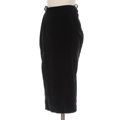 Vintage 1970s Black Velvet Straight Midi Skirt Womens XXSmall