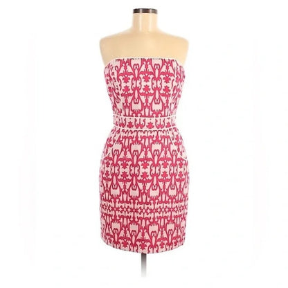 Laundry by Design Brocade White & Pink Strapless Sheath Dress Womens 10