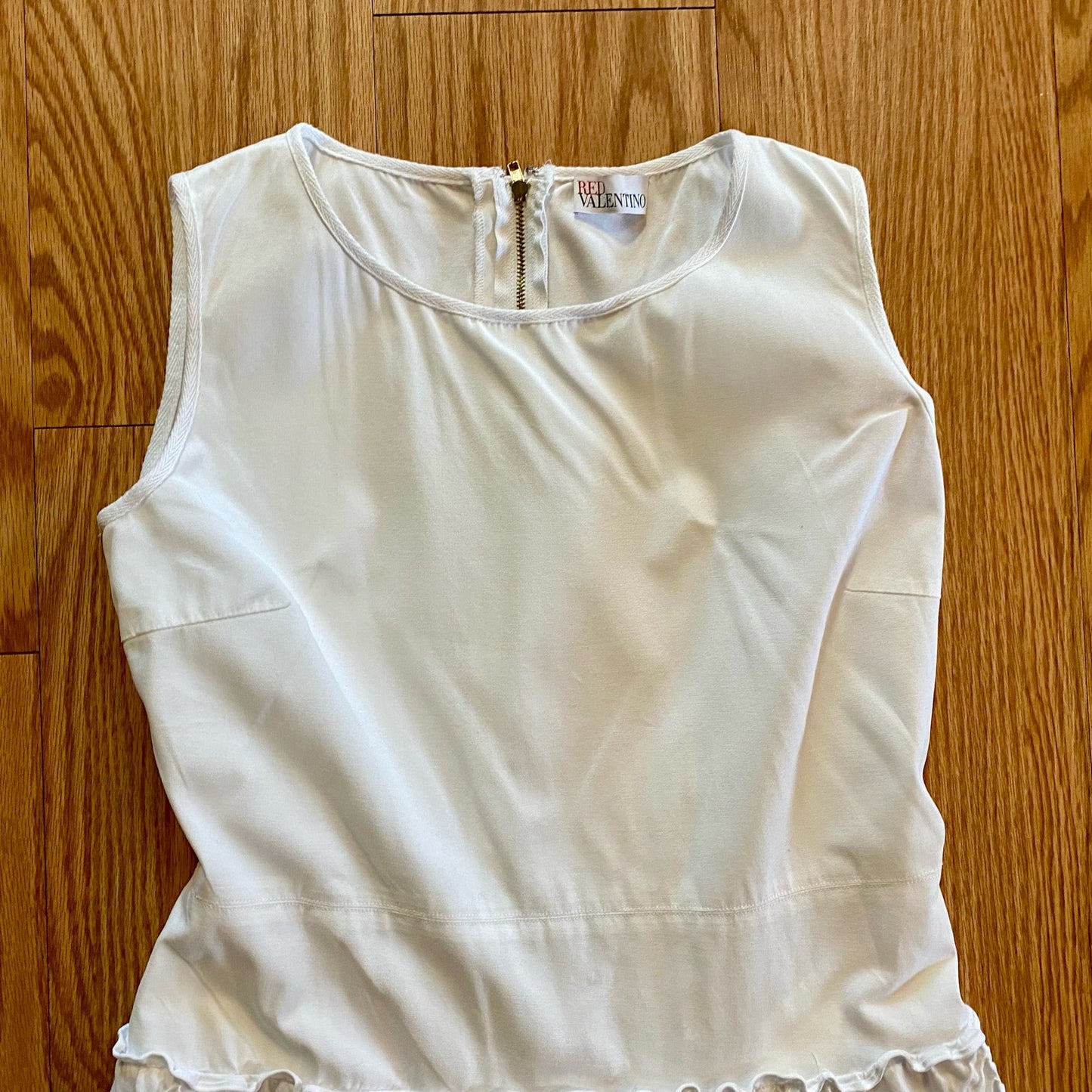 Red Valentino White Tiered Ruffle Fit & Flare Dress Womens 10