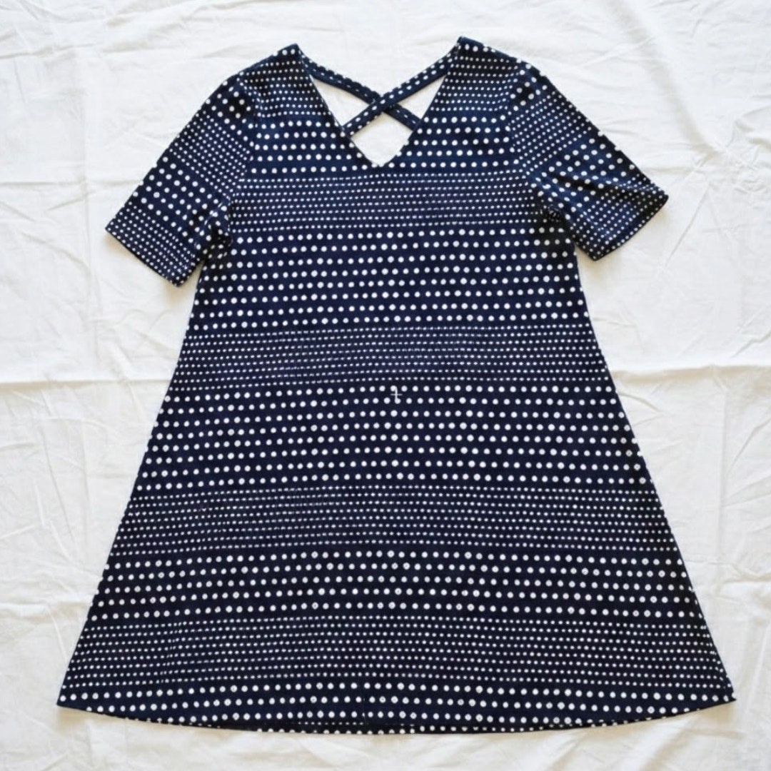 Chicos Black White Polka Dot Cross Back Shift Dress Womens 3 XLarge