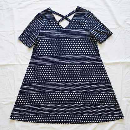 Chicos Black White Polka Dot Cross Back Shift Dress Womens 3 XLarge