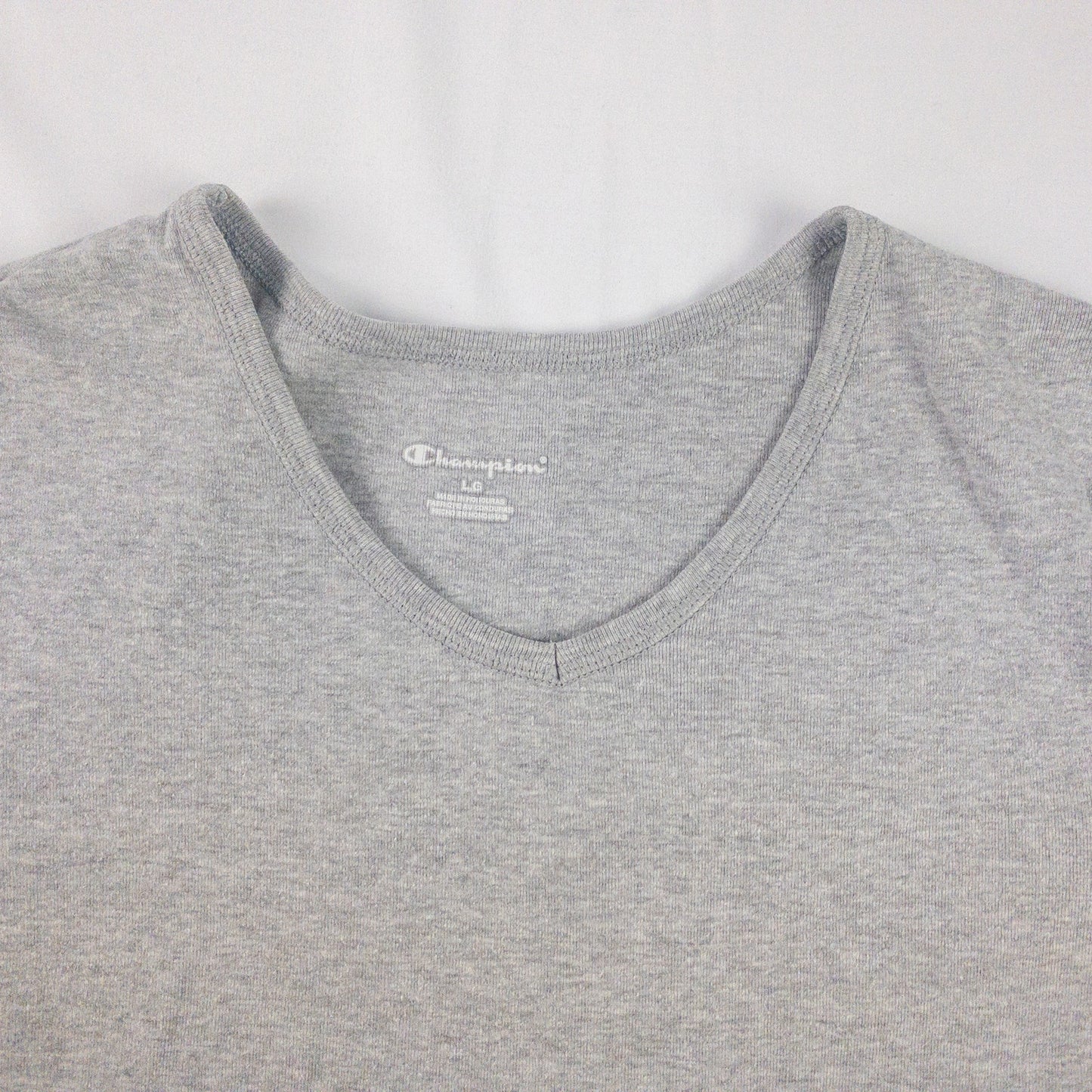 Champion Heather Gray V Neck Slim Tee Shirt Womens Large
