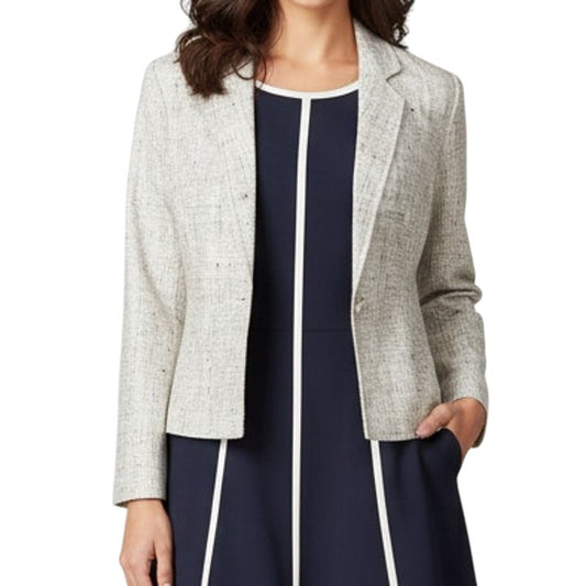 Clare Joseph Vintage Blue White Textured Blazer Womens 4 Small