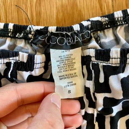 Coco Bianco Black White Chevron Pleated Midi Skirt Womens Small