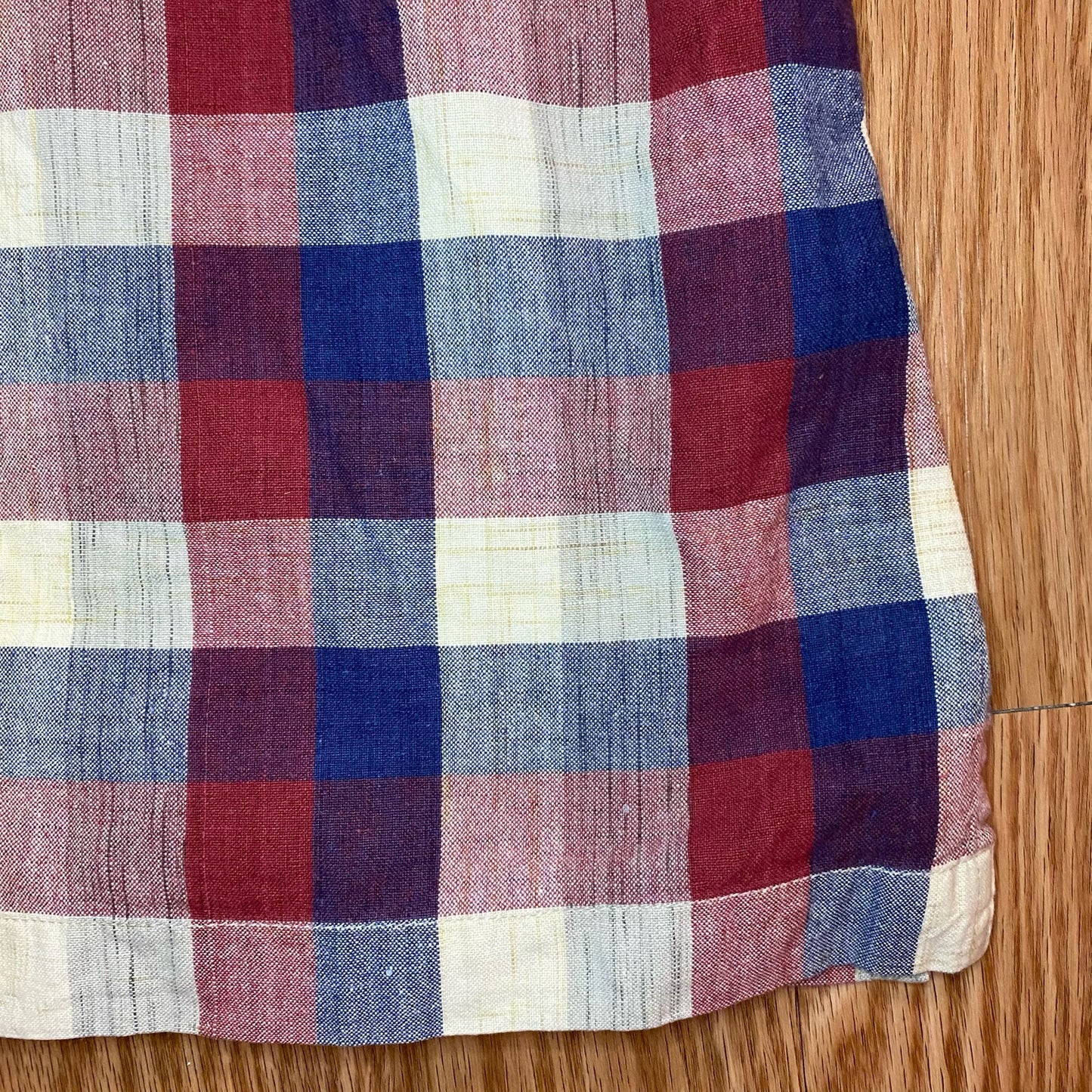 Angelique Vintage Red Striped Plaid Flannel Button-up Shirt Womens Medium